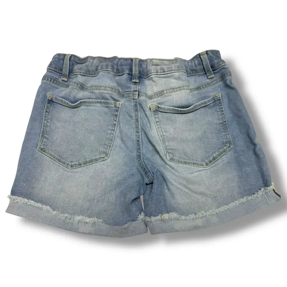 SO‎ Girls Denim Shorts Sz 14 Embroidered Daisies Daisy Light Wash Raw Hem